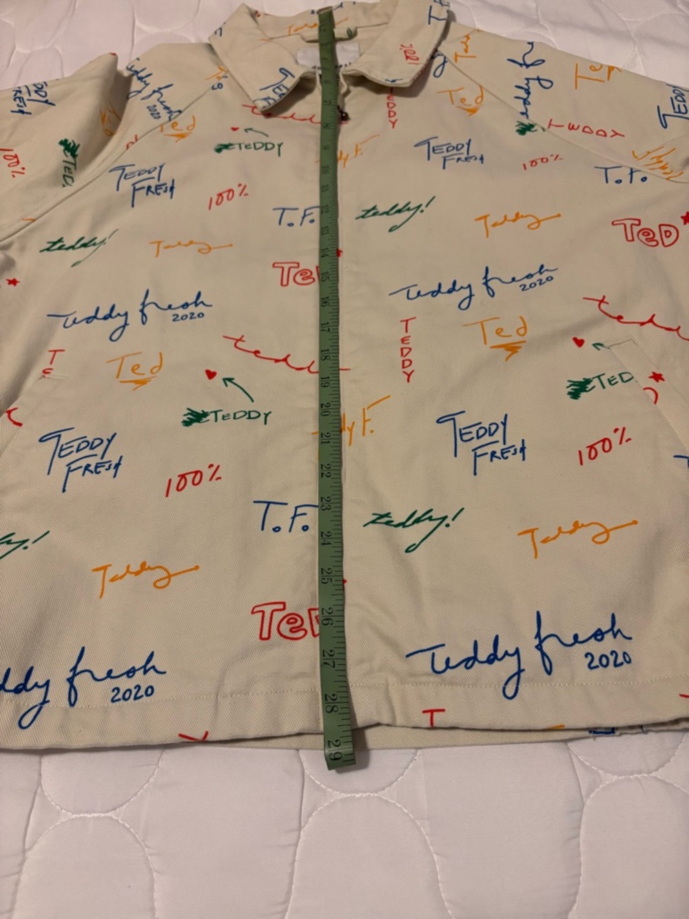 Teddy Fresh Script Jacket - Cream with Multicolor Signatures XL- NEW/NEVER WORN - Picture 7 of 10